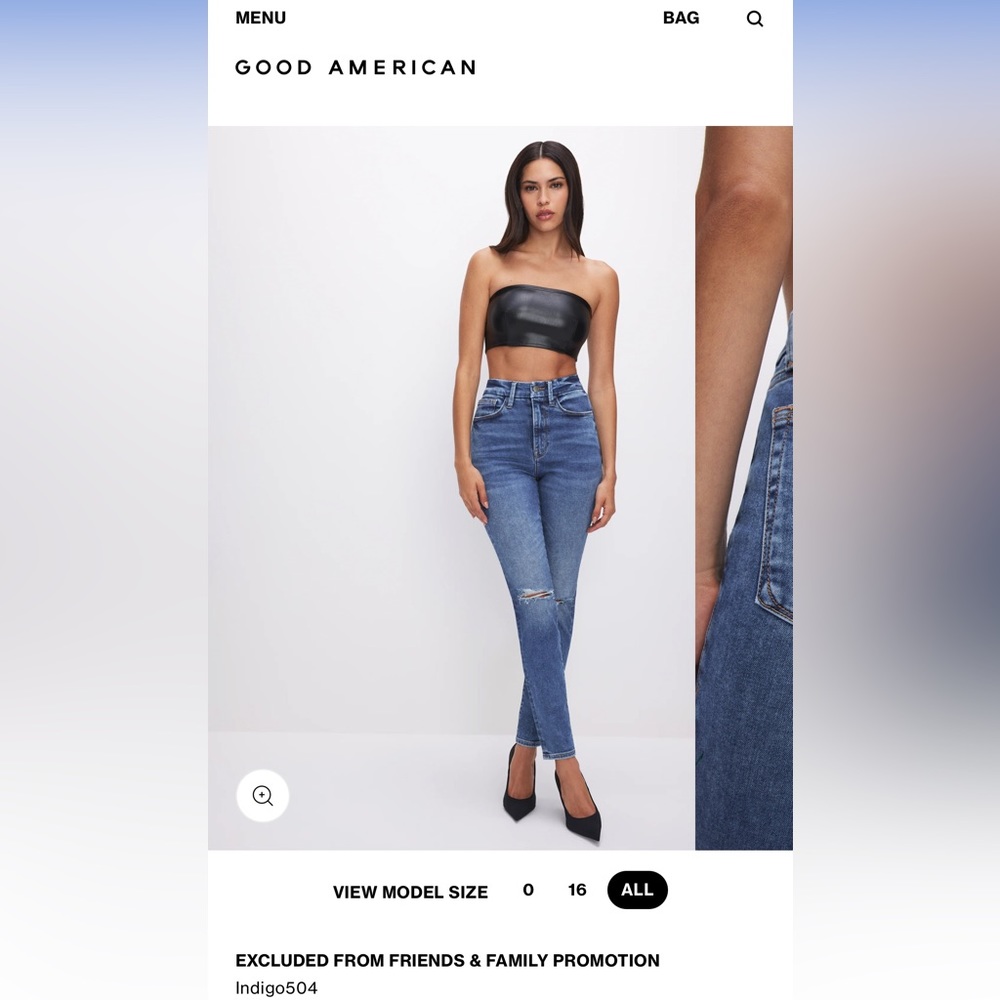 NWT GOOD AMERICAN ALWAYS FITS JEANS SIZE 14-18